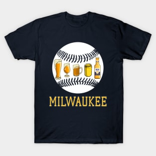 Vintage Milwaukee Baseball Brewery And Beers For Game Day T-Shirt